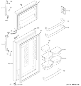 Doors Diagram and Parts List for GIE18HGHBRBB  General Electric Refrigerator