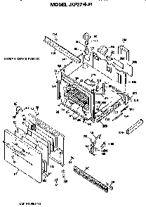 Lower Oven Diagram and Parts List for JKP27J4  General Electric Wall Oven