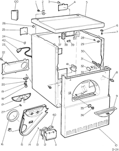 FRONT PANEL, WRAPPER & TOP PANEL Diagram and Parts List for 65270419  General Electric Dryer