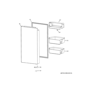Refrigerator Door - Rh Diagram and Parts List for CXE22DM5PFS5  General Electric Refrigerator