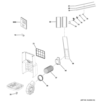 Part Location Diagram of WJ26X24894 GE REMOTE CONTROL