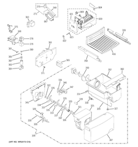 Ice Maker & Dispenser Diagram and Parts List for GSH22JGDDBB  General Electric Refrigerator