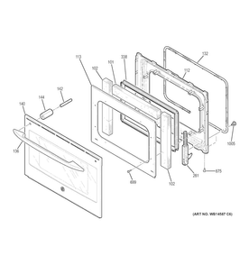 Door Diagram and Parts List for JS250DF1WW  General Electric Range