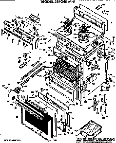 Main Body/cooktop/controls Diagram and Parts List for JBP24G*H1  General Electric Range