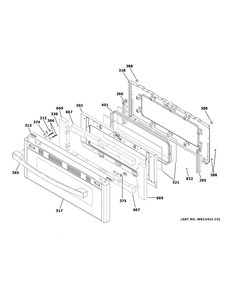 Upper Door Diagram and Parts List for JGSS86SP3SS  General Electric Range