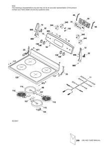 CONTROL PANEL & COOKTOP Diagram and Parts List for JCB630SJ1SS  General Electric Range