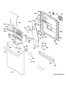 Escutcheon And Door Assembly 1 Diagram and Parts List for ZDT925SSN0SS  General Electric Dishwasher