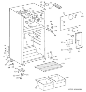 Cabinet Diagram and Parts List for HTS16ABMFRWW  Hotpoint Refrigerator