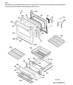 DOOR & DRAWER PARTS Diagram and Parts List for CC2S985SET6SS  General Electric Range