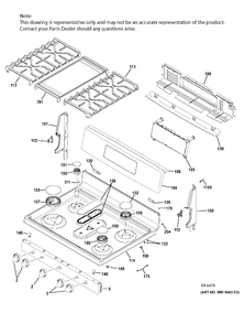 CONTROL PANEL & COOKTOP Diagram and Parts List for JCGB860SEJ3SS  General Electric Range