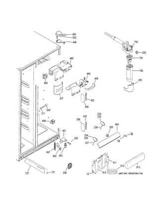 Fresh Food Section Diagram and Parts List for DSE25JGHKCBB  General Electric Refrigerator