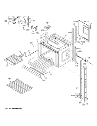 Upper Oven Diagram and Parts List for JKD5000DN1BB  General Electric Wall Oven