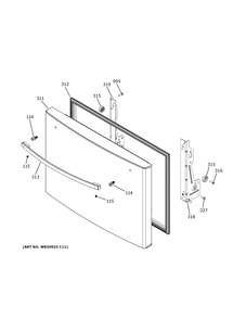 Freezer Door Diagram and Parts List for GNE29GYNIFS  General Electric Refrigerator