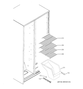 Freezer Shelves Diagram and Parts List for GSE25ESHDSS  General Electric Refrigerator