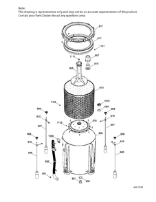 TUB WASHER Diagram and Parts List for GUAP240EM5WW  General Electric Dryer