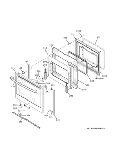 Door Diagram and Parts List for PHS93XYP7FS  General Electric Wall Oven