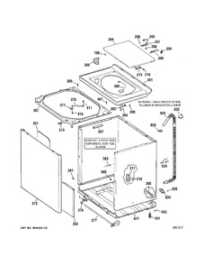 CABINET Diagram and Parts List for WPRE5240E1WW  General Electric Washer