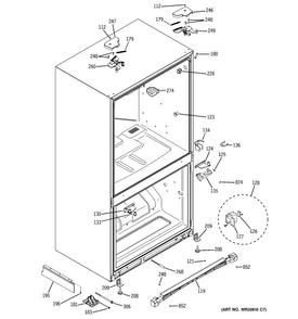 Case Parts Diagram and Parts List for PFCF1PJZBWW  General Electric Refrigerator