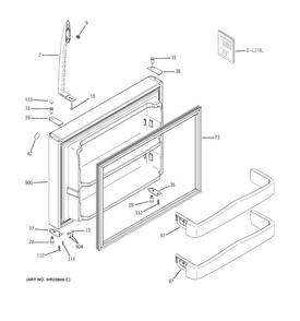 Freezer Door Diagram and Parts List for GTH20JBBABB  General Electric Refrigerator