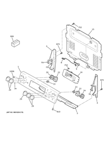 Control Panel Diagram and Parts List for JB735DP5BB  General Electric Range