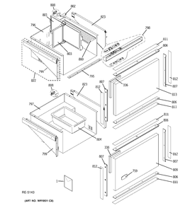 DOORS AND CONTROLS Diagram and Parts List for ZIDI240WAII  General Electric Refrigerator
