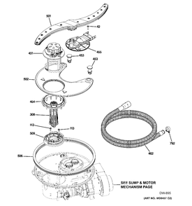 SUMP & FILTER ASM Diagram and Parts List for GDF520PSF0SS  General Electric Dishwasher