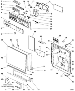 DOOR & ESCUTCHEON PARTS Diagram and Parts List for 41040118  General Electric Dishwasher
