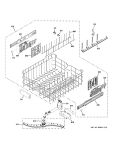 Upper Rack Assembly Diagram and Parts List for PDP795SYV3FS  General Electric Dishwasher