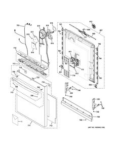 Escutcheon And Door Assembly Diagram and Parts List for PDT795SBV1TS  General Electric Dishwasher