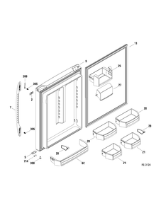 FF DOOR Diagram and Parts List for PDRF2MBXARBB  General Electric Refrigerator