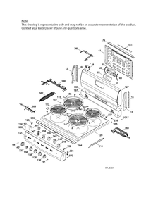 BACKGUARD & COOKTOP Diagram and Parts List for JCAS745M3WW  General Electric Range