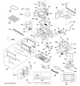 Microwave Diagram and Parts List for JVM1850DM1WW  General Electric Microwave