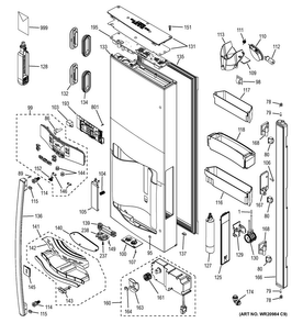 Dispenser Door Diagram and Parts List for PYE23PSDDSS  General Electric Refrigerator