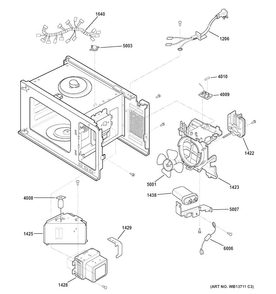 Interior Parts Diagram and Parts List for JES2051DN3BB  General Electric Microwave