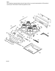 CONTROL PANEL & COOKTOP Diagram and Parts List for JCAS724H3WW  General Electric Range
