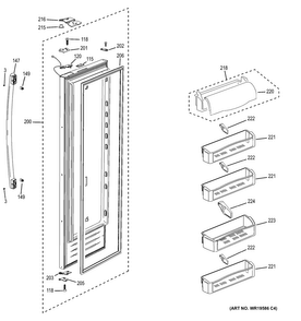 Fresh Food Door Diagram and Parts List for PSB42YSHASS  General Electric Refrigerator