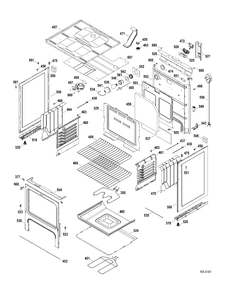 CHASSIS PARTS Diagram and Parts List for JCBP660ST1SS  General Electric Range