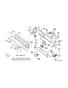 CONTROL  PANEL Diagram and Parts List for KNSR3130B1WW  General Electric Washer