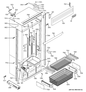 Part Location Diagram of WR72X23861 GE TRACK SHELF FF ASM