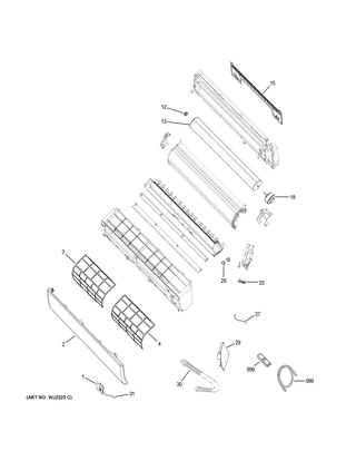 Room Air Conditioner Diagram and Parts List for HSU18VHK-G  General Electric Air Conditioner