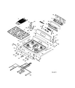 CONTROL PANEL & COOKTOP Diagram and Parts List for JCGB810DET1BB  General Electric Range