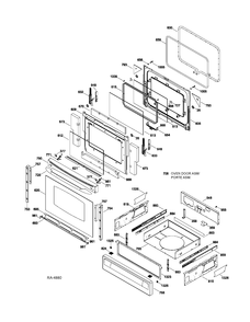 DOOR & DRAWER PARTS Diagram and Parts List for PCGB910DET2WW  General Electric Range