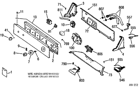 CONTROL GROUP Diagram and Parts List for GCXR2080TBWW  General Electric Washer