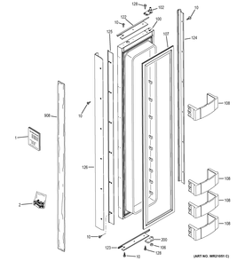 FREEZER DOOR Diagram and Parts List for ZIS360NXD  General Electric Refrigerator