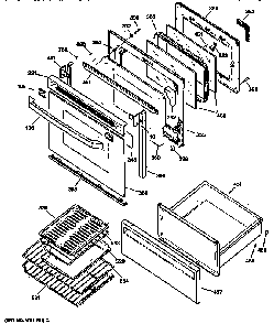 Door & Drawer Parts Diagram and Parts List for JBP95WW1  General Electric Range