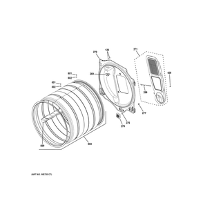 Drum 2 Diagram and Parts List for GFD55ESMN3WW  General Electric Dryer