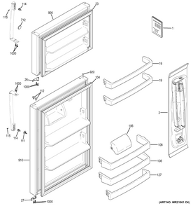 Doors Diagram and Parts List for GAS18PSJJRSS  General Electric Refrigerator