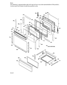 DOOR AND DRAWER PARTS Diagram and Parts List for JCB730DF2BB  General Electric Range