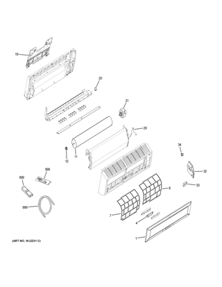 Room Air Conditioner Diagram and Parts List for HSU12VHJ(DB)-G  General Electric Air Conditioner