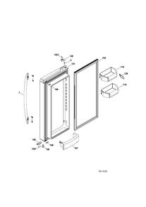 FF DOOR LEFT Diagram and Parts List for PFRS5NBXBSS  General Electric Refrigerator
